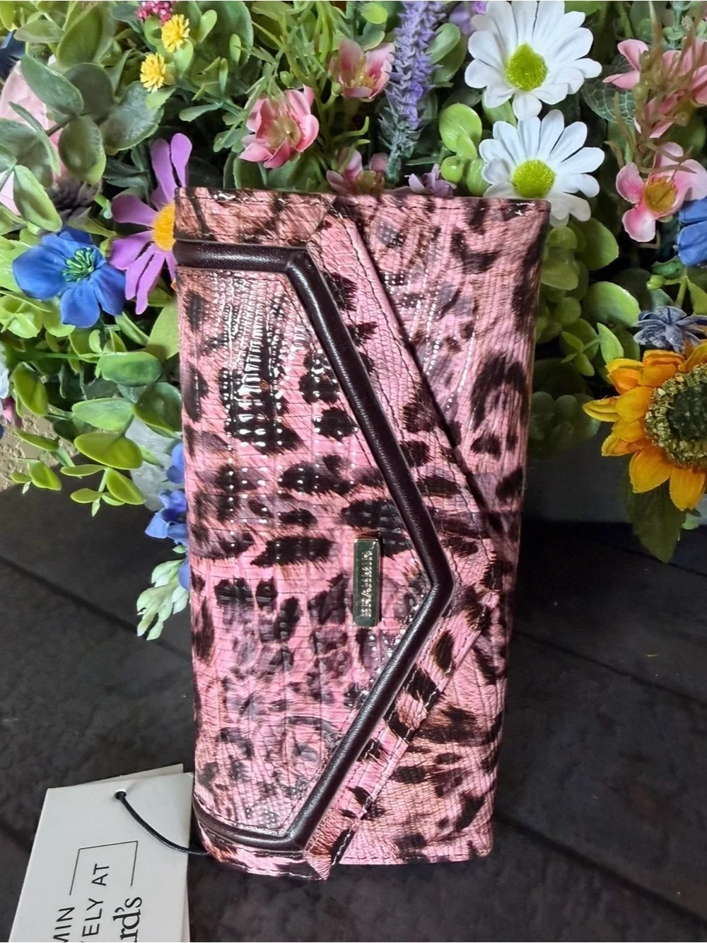 BRAHMIN VERONICA BLUSH WINSLET LEATHER WALLET ANIMAL PRINT LEOPARD NWT